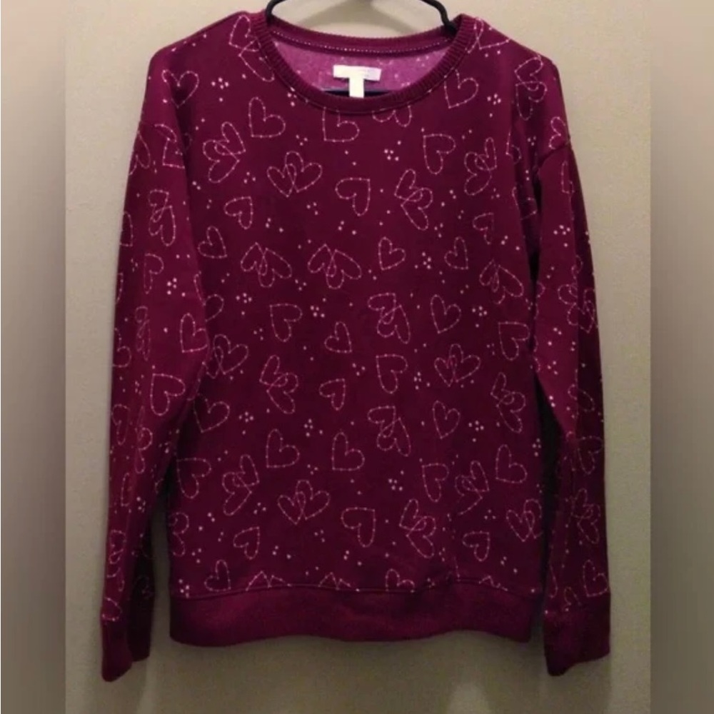 Lauren Conrad Marroon Heart Sweater - Womens Medium